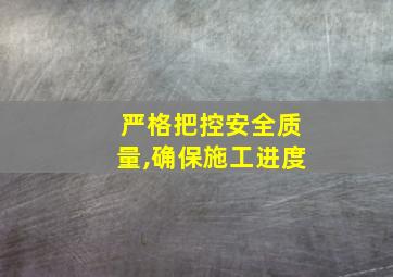 严格把控安全质量,确保施工进度