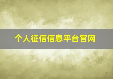 个人征信信息平台官网