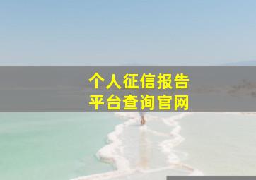 个人征信报告平台查询官网