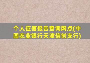 个人征信报告查询网点(中国农业银行天津信创支行)