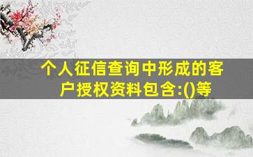 个人征信查询中形成的客户授权资料包含:()等