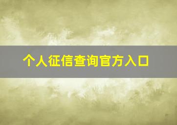 个人征信查询官方入口