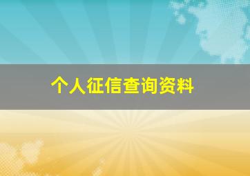 个人征信查询资料