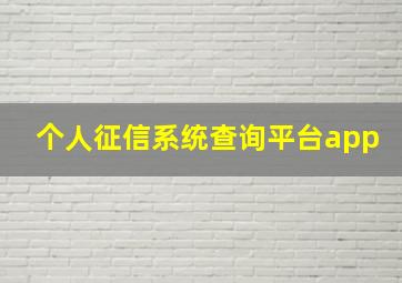 个人征信系统查询平台app