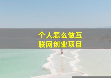 个人怎么做互联网创业项目