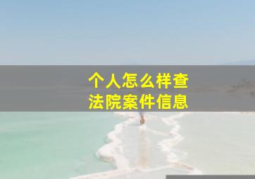 个人怎么样查法院案件信息