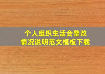 个人组织生活会整改情况说明范文模板下载