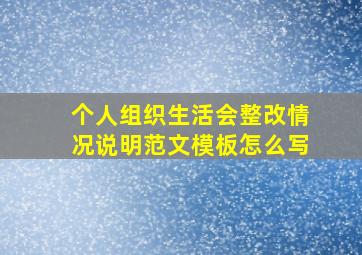 个人组织生活会整改情况说明范文模板怎么写