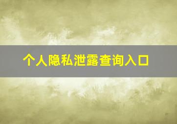 个人隐私泄露查询入口