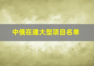 中俄在建大型项目名单