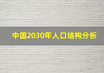 中国2030年人口结构分析