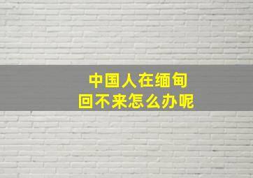 中国人在缅甸回不来怎么办呢