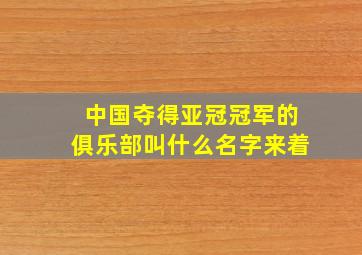 中国夺得亚冠冠军的俱乐部叫什么名字来着