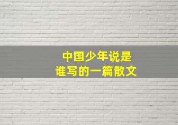 中国少年说是谁写的一篇散文