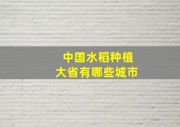 中国水稻种植大省有哪些城市