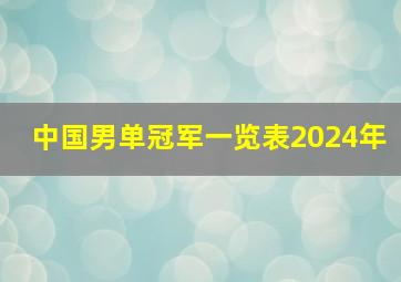 中国男单冠军一览表2024年