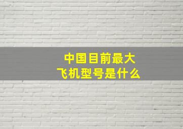 中国目前最大飞机型号是什么