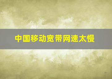 中国移动宽带网速太慢