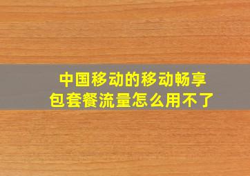 中国移动的移动畅享包套餐流量怎么用不了