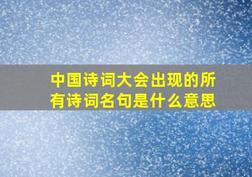 中国诗词大会出现的所有诗词名句是什么意思