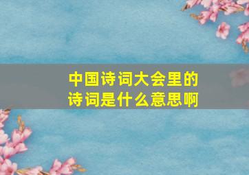 中国诗词大会里的诗词是什么意思啊