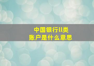 中国银行ll类账户是什么意思