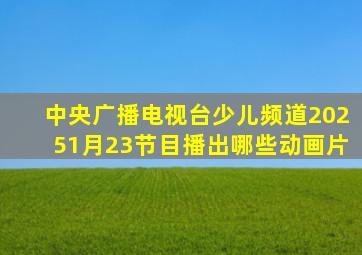 中央广播电视台少儿频道20251月23节目播出哪些动画片