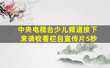 中央电视台少儿频道接下来请收看栏目宣传片5秒