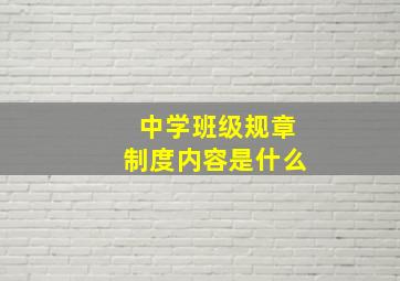 中学班级规章制度内容是什么