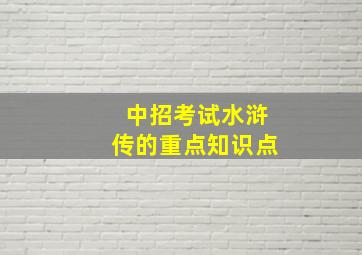 中招考试水浒传的重点知识点