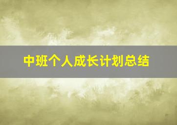 中班个人成长计划总结