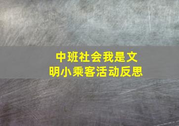 中班社会我是文明小乘客活动反思