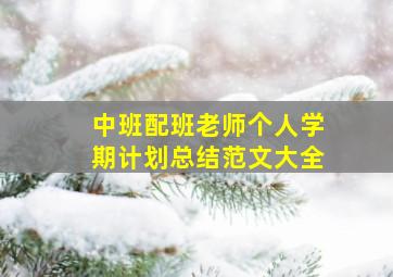 中班配班老师个人学期计划总结范文大全