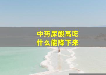 中药尿酸高吃什么能降下来