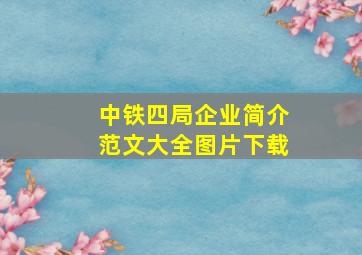 中铁四局企业简介范文大全图片下载