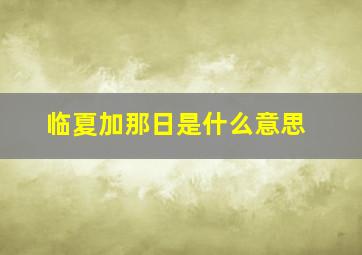 临夏加那日是什么意思