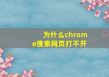 为什么chrome搜索网页打不开