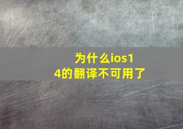 为什么ios14的翻译不可用了