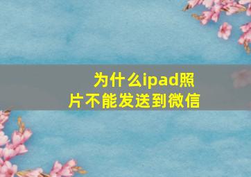 为什么ipad照片不能发送到微信