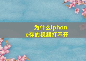 为什么iphone存的视频打不开