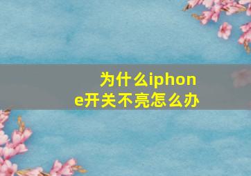 为什么iphone开关不亮怎么办