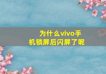 为什么vivo手机锁屏后闪屏了呢