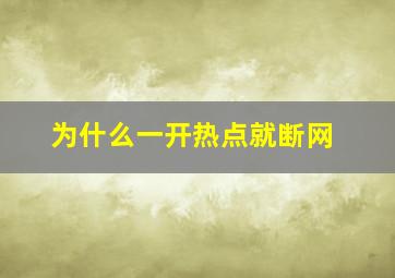 为什么一开热点就断网