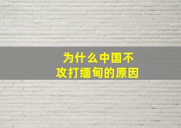 为什么中国不攻打缅甸的原因