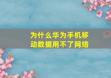 为什么华为手机移动数据用不了网络