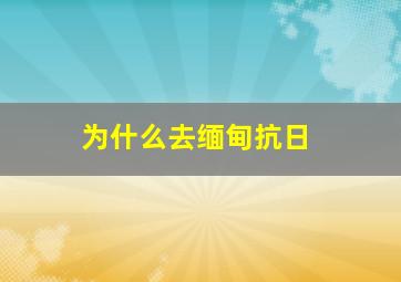 为什么去缅甸抗日