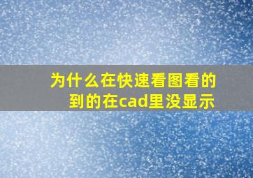 为什么在快速看图看的到的在cad里没显示