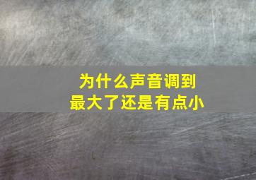 为什么声音调到最大了还是有点小