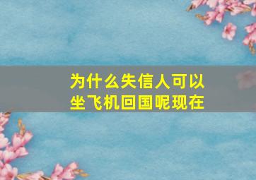 为什么失信人可以坐飞机回国呢现在