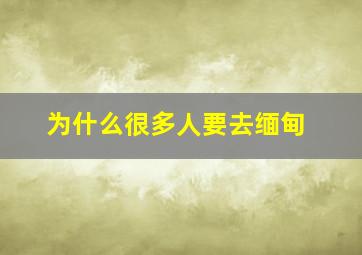 为什么很多人要去缅甸